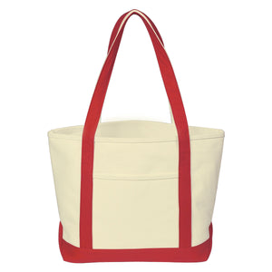 Medium Starboard Cotton Canvas Tote Bag - Natural Red