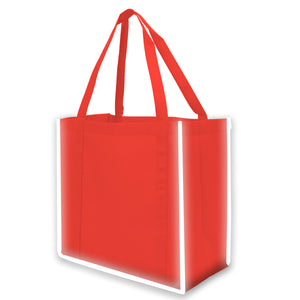 Reflective Large Grocery Tote Bag - Red