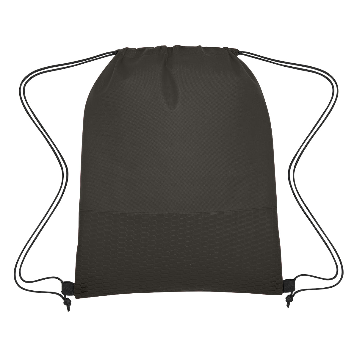Wave Design Non-Woven Drawstring Bag - Black