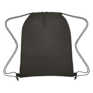 Wave Design Non-Woven Drawstring Bag - Black