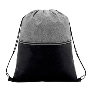 Color Basics Heathered Non-Woven Drawstring Bag - Black With Gray