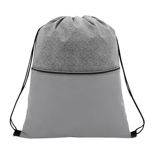 Color Basics Heathered Non-Woven Drawstring Bag - Gray With Gray
