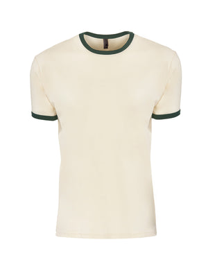 Next Level Apparel Unisex Ringer T-Shirt - Naturl/frst Grn