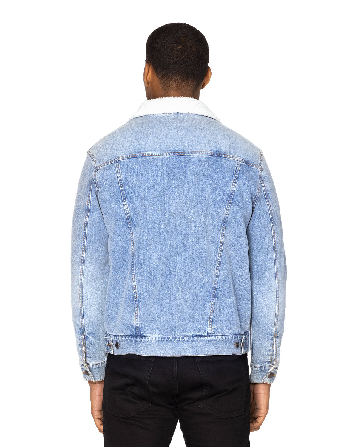 Threadfast Unisex Sherpa-Lined Denim Jacket - Back
