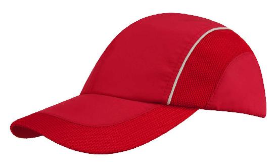 4 Panel Sports Cap with Mesh Inserts - Custom Embroidered - Red With White