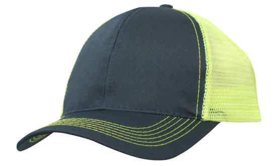 6 Panel Mesh Back Cap Breathable P-Twill - Custom Embroidered - Navy With Green