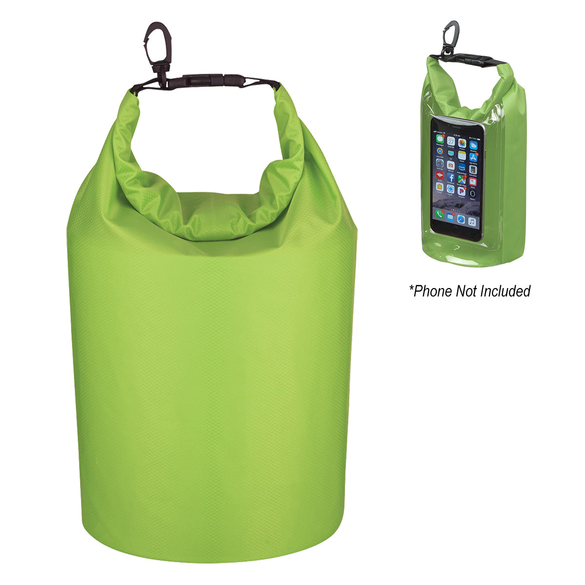 Waterproof Dry Bag With Window - Clear With Lime