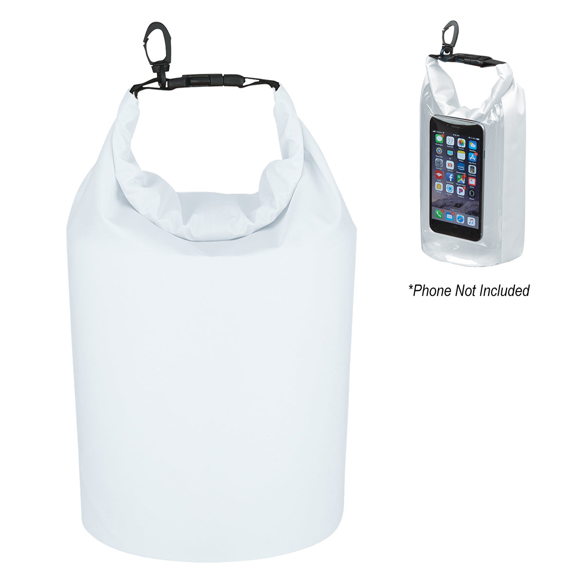Waterproof Dry Bag With Window - Clear With White