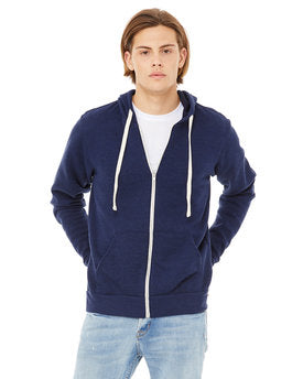 Bella + Canvas Unisex Triblend Sponge Fleece Full-Zip Hoodie - Navy Triblend