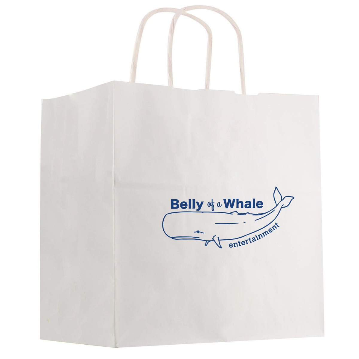 Kraft Paper White Shopping Bag - 10" x 13" - White With Black