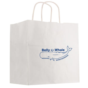 Kraft Paper White Shopping Bag - 10" x 13" - White With Black
