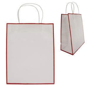 Laminated Paper Gift Bag - White With Red
