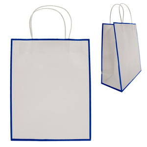 Laminated Paper Gift Bag - White With Royal Blue