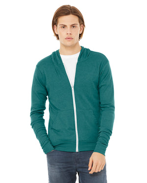 Bella + Canvas Unisex Triblend Full-Zip Lightweight Hoodie - Front