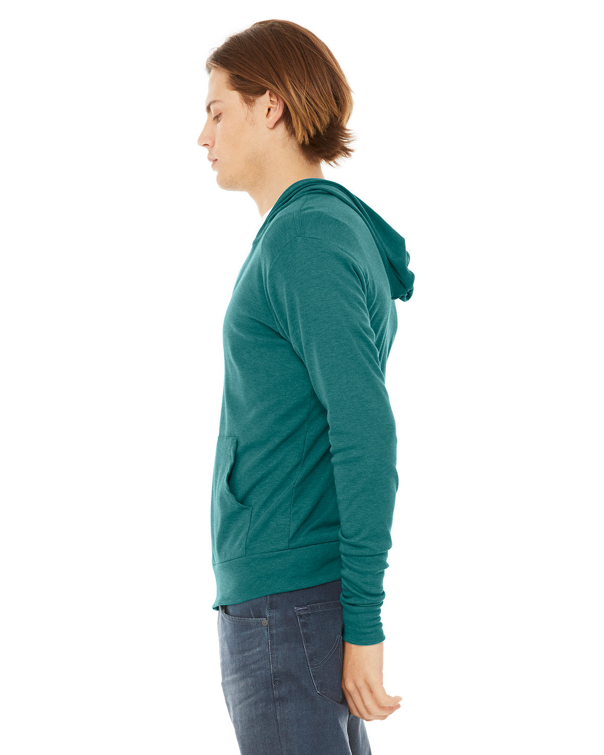 Bella + Canvas Unisex Triblend Full-Zip Lightweight Hoodie - Side