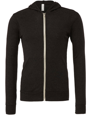 Bella + Canvas Unisex Triblend Full-Zip Lightweight Hoodie - Char Blk Triblnd