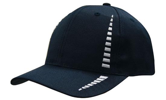 6 Panel Cap Breathable P-Twill Emb Checks - Custom Embroidered - Navy With White