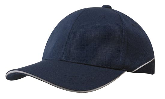 Premium American Twill Cap with Sandwich - Custom Embroidered - Navy With White