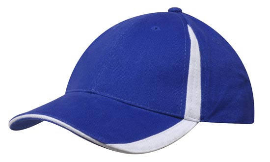 6 Panel BHC Cap with Inserts On Peak & Crown - Custom Embroidered - Royal With White