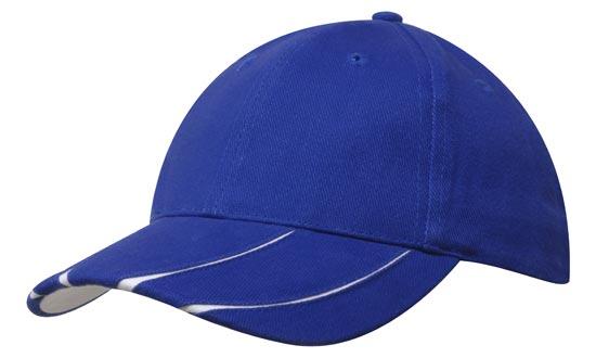 6 Panel BHC Cap with Peak Inserts - Custom Embroidered - Royal With White