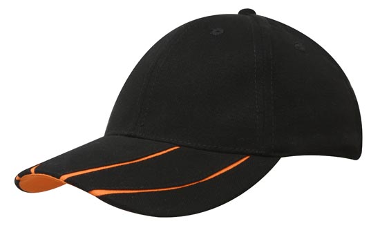 BHC Cap with Hi-Vis Peak Inserts - Custom Embroidered - Black With Orange