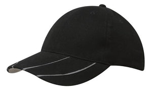 BHC Cap with Hi-Vis Peak Inserts - Custom Embroidered - Black With Silver