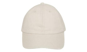 6 Panel Chino Cap with Distressed Peak - Custom Embroidered - Stone With Black