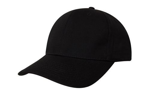 6 Panel Chino Twill Cap - Custom Embroidered - Black