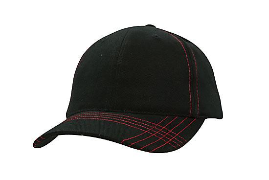 6 Onl BHC Cap with Contrast Stitching - Custom Embroidered - Black With Red