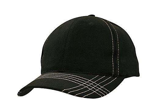 6 Onl BHC Cap with Contrast Stitching - Custom Embroidered - Black With White