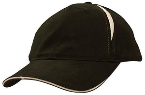 6 Panel BHC Cap with Crown Inserts-Sandwich - Custom Embroidered - Navy With White