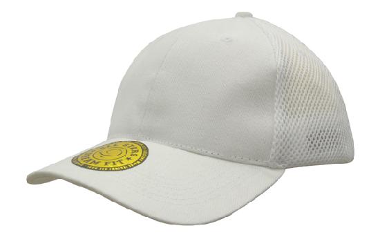 6 Panel Mesh with Sandwich Dream Fit Cap - Custom Embroidered - White