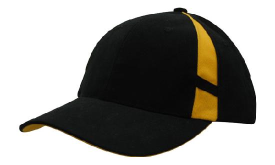 6 Panel Hbc Cap with Crown Inserts - Custom Embroidered - Navy With Gold