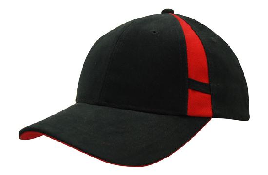 6 Panel Hbc Cap with Crown Inserts - Custom Embroidered - Black With Red