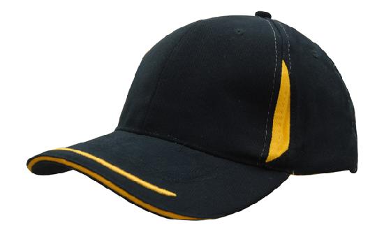 6 Panel BHC Cap Crown Insert & Sandwich - Custom Embroidered - Navy With Gold