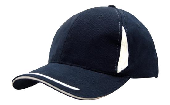6 Panel BHC Cap Crown Insert & Sandwich - Custom Embroidered - Navy With White