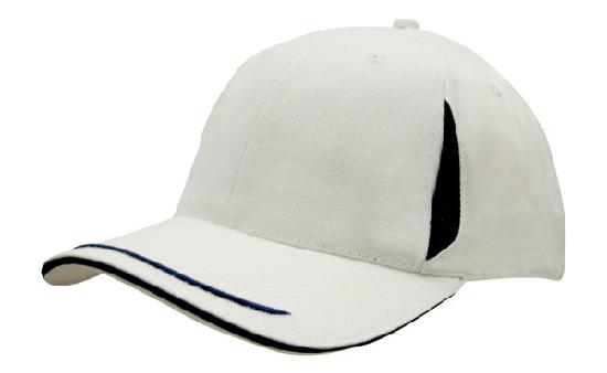 6 Panel BHC Cap Crown Insert & Sandwich - Custom Embroidered - White With Navy
