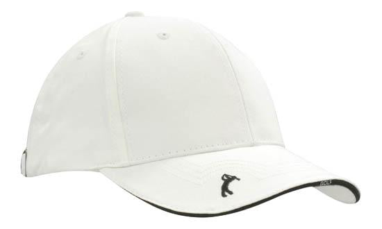 6 Panel Chino Twill Golf Cap - Custom Embroidered - White