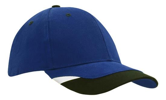 6 Panel BHC Cap with Peak Indent & Print - Custom Embroidered - Royal With Black And White