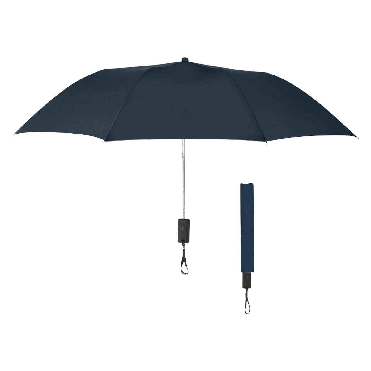 44" Arc Automatic Open Telescopic Folding Umbrella - Navy Blue