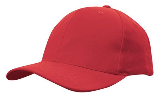 6 Panel Brushed Heavy Cotton Cap with Plastic Strap - Custom Embroidered - Red