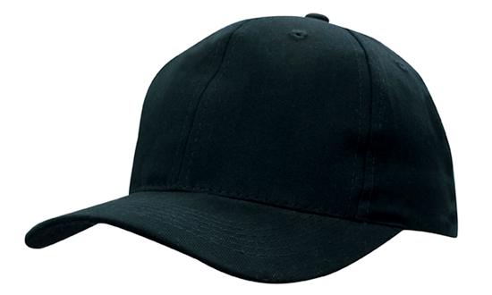 6 Panel Brushed Cotton Twill Cap - custom embroidered - Black