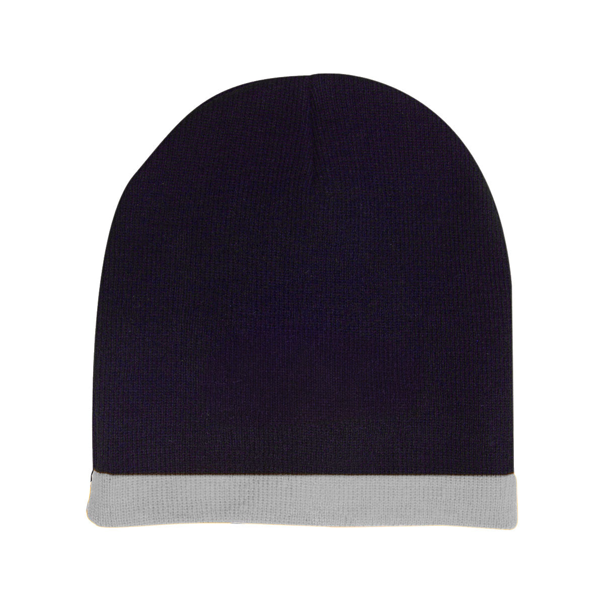 Acrylic 2 Tone Rolled Down Beanie - Custom Embroidered - Navy With White