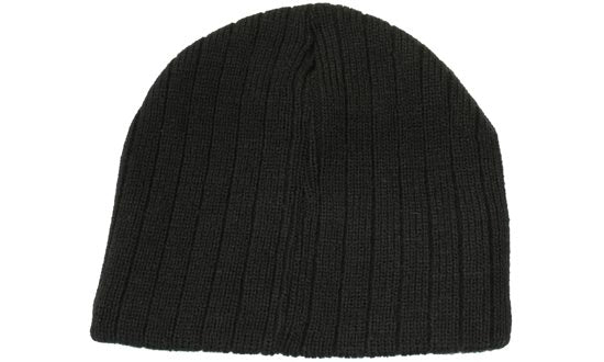 Acrylic Cable Knit Beanie - Custom Embroidered - Black
