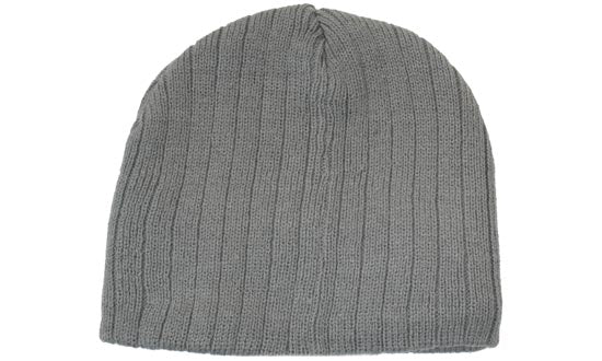 Acrylic Cable Knit Beanie - Custom Embroidered - Charcoal