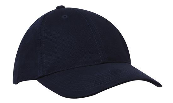 6 Panel Premium Brushed Cotton Cap - Custom Embroidered - Navy