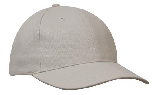 6 Panel Premium Brushed Cotton Cap - Custom Embroidered - Stone