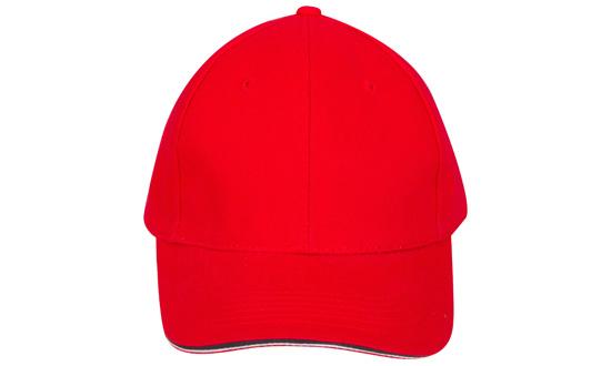 6 Panel HBC Double Sandwich Cap - Custom Embroidered - Royal With Red And White
