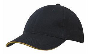6 Panel US HBC Sandwich Cap & Buckle - Custom Embroidered - Navy With Gold