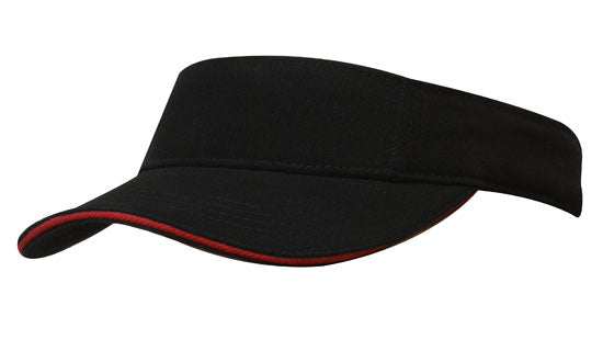 BHC Visor with Sandwich - Custom Embroidered - Black With Red